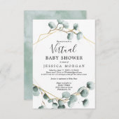Eucalyptus verdure Baby shower virtuel Invitation (Devant / Derrière)