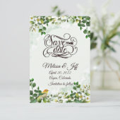 Eucalyptus verdure enregistrer la date invitation (Debout devant)