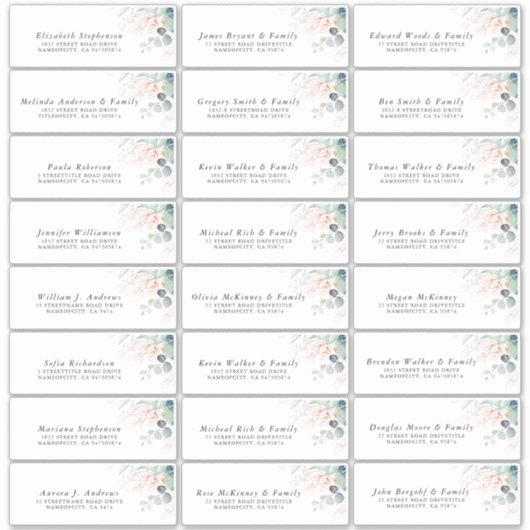 Eucalyptus Verdure Étiquettes de adresse individue (Devant)