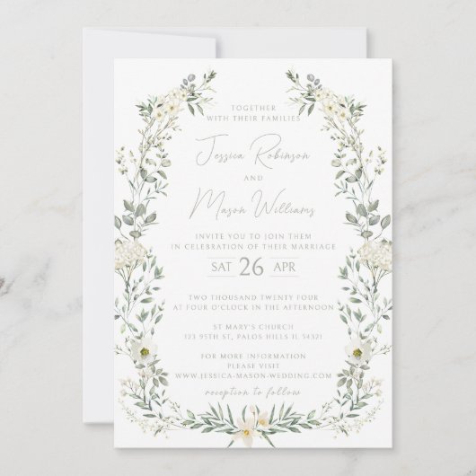 Eucalyptus verdure faire-part de mariage de couron (Devant)