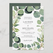 Eucalyptus Verdure Faire-part de mariage rustique (Devant / Derrière)