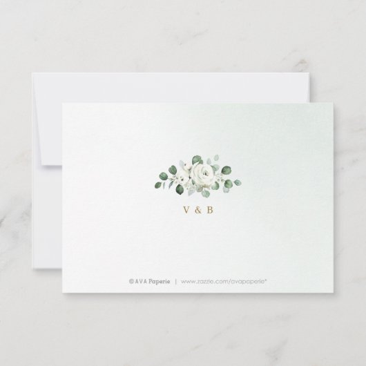 Eucalyptus verdure fleurie mariage rustique RSVP (Dos)