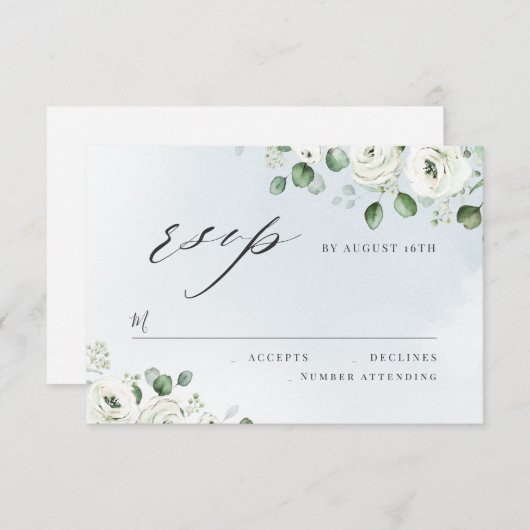 Eucalyptus verdure fleurie mariage rustique RSVP (Devant / Derrière)