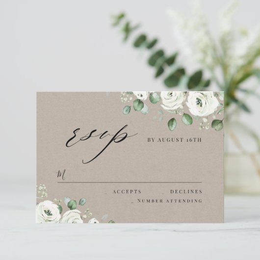 Eucalyptus verdure fleurie mariage rustique RSVP (Debout devant)