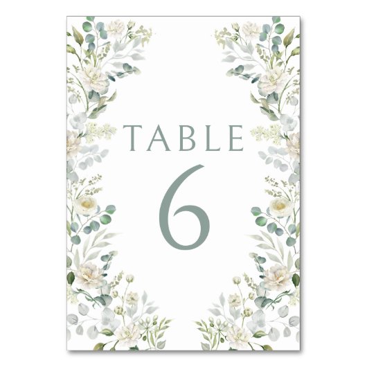 Eucalyptus Verdure Floral Mariage Numéros de table (Par défaut)