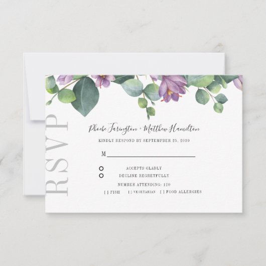 Eucalyptus Verdure Mariage botanique RSVP (Devant)