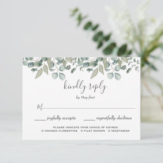 Eucalyptus Verdure Mariage Choix de repas RSVP (Debout devant)