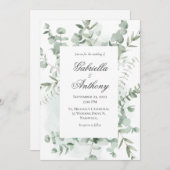 Eucalyptus Verdure Mariage moderne Invitations (Devant / Derrière)