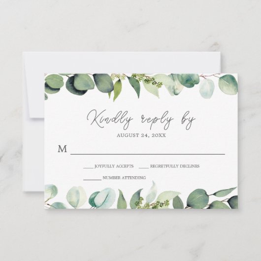 Eucalyptus Verdure Mariage rustique RSVP (Devant)