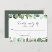 Eucalyptus Verdure Mariage rustique RSVP (Devant / Derrière)