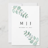 Eucalyptus Verdure minimaliste Faire-part de maria (Dos)