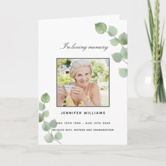 Eucalyptus verdure photo élégant programme funérai (Devant)