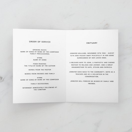 Eucalyptus verdure photo élégant programme funérai (Intérieur)