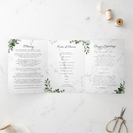 Eucalyptus verdure | Programme commémoratif funéra (Intérieur)