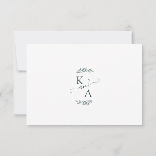 Eucalyptus Verdure Script de mariage RSVP (Dos)
