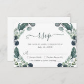 Eucalyptus Verdure Script de mariage RSVP (Devant / Derrière)