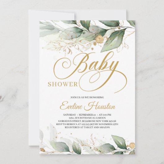 Eucalyptus verlaat baby shower kaart (Voorkant)