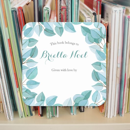 Eucalyptus verlaat boekenplaat vierkante sticker