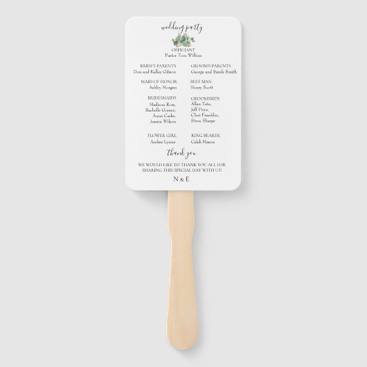 Eucalyptus verlaat bruiloft programma handwaaier (Achterkant)