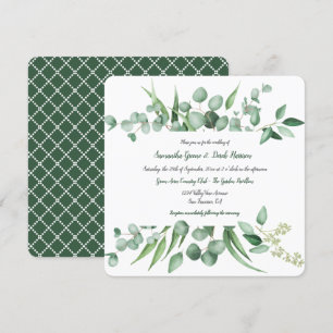 Eucalyptus verlaat Lijst Lattice Square Invitation Kaart