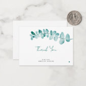 Eucalyptus verlaat modern chic script dank u notitiekaartje (Voorkant / Achterkant in situ)