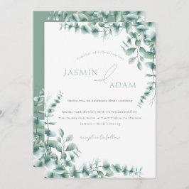 Eucalyptus verlaat Sage Green Foliage Wedding Kaart