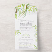 Eucalyptus verlaat waterverf-art-repetitief diner all in one uitnodiging (Binnen)