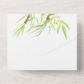 Eucalyptus verlaat waterverf-art-repetitief diner all in one uitnodiging (Achterkant)
