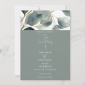 Eucalyptus vert Aquarelle Faire-part de mariage (Devant)