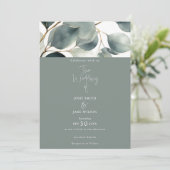 Eucalyptus vert Aquarelle Faire-part de mariage (Debout devant)