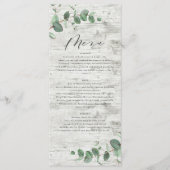 eucalyptus vert bois blanc élégant menu de mariage (Devant)