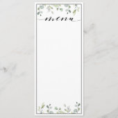 Eucalyptus Vert Calligraphie Blank Mariage Menu (Devant)