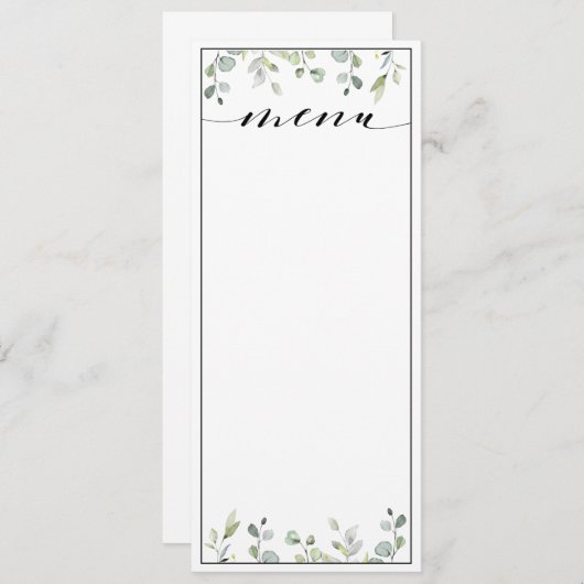 Eucalyptus Vert Calligraphie Blank Mariage Menu (Devant / Derrière)
