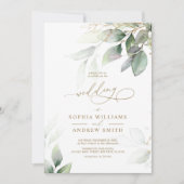 Eucalyptus vert et or Faire-part de mariage (Devant)