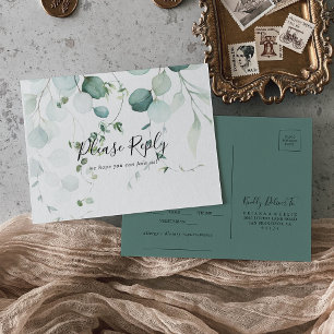 Eucalyptus Vert Été Menu Choix Carte Postale RSVP
