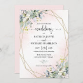 Eucalyptus vert Faire-part de mariage géométrique (Devant / Derrière)