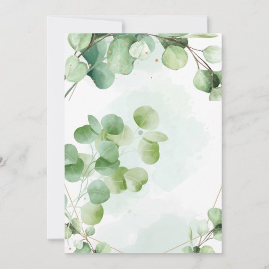 Eucalyptus vert feuille photo Baptême Invitation (Dos)