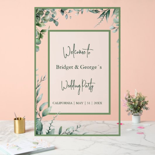 eucalyptus vert Floral Frosted Mariage Bienvenue (Mariage)