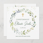 Eucalyptus vert Foliage Christening Invitation (Devant / Derrière)