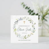 Eucalyptus vert Foliage Christening Invitation (Debout devant)