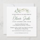 Eucalyptus vert Foliage Christening Invitation (Dos)