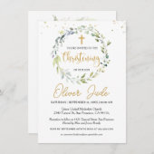 Eucalyptus vert Foliage Christening Invitation (Devant / Derrière)