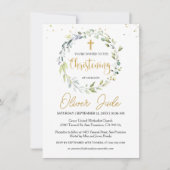 Eucalyptus vert Foliage Christening Invitation (Devant)