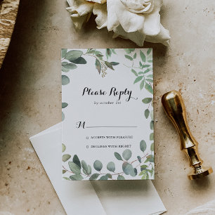 Eucalyptus vert Foliting délice Calligraphie RSVP
