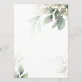 Eucalyptus vert & or Mariage Floral Menu (Dos)