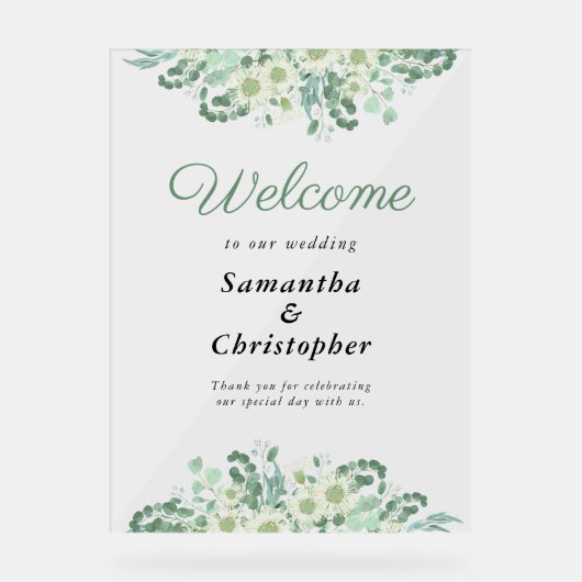 Eucalyptus Vert Sage Vert Mariage Bienvenue (Recto)