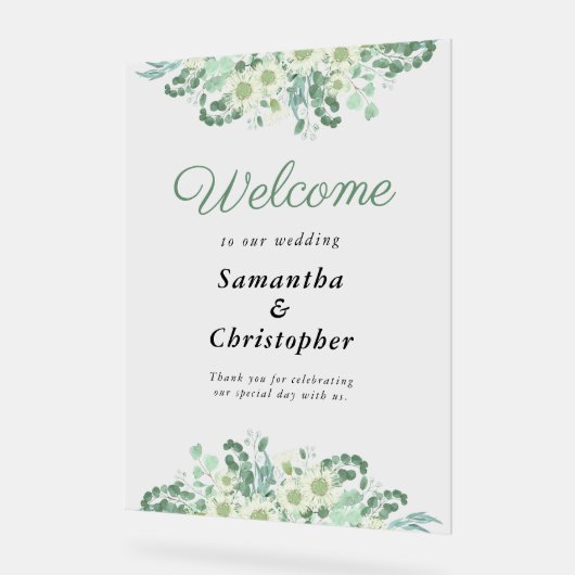 Eucalyptus Vert Sage Vert Mariage Bienvenue (Angle)