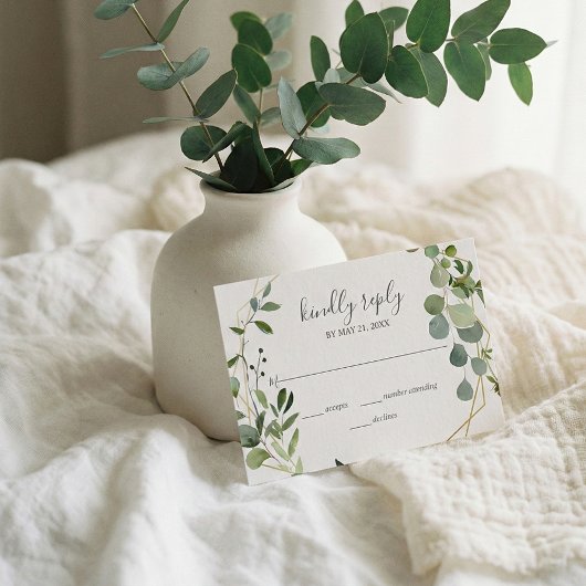 Eucalyptus vert Script mariage RSVP