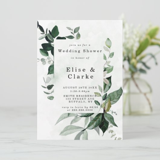 Eucalyptus vert Wedding showers Invitations (Debout devant)