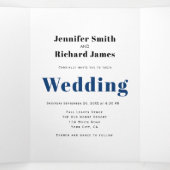 Eucalyptus-vertakking in blauwe kleur herfstbruilo drieluik uitnodiging (Binnenkant midden)